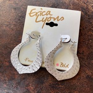 Erica Lyons Hoop Silver Earrings Dangle Hammer G5
